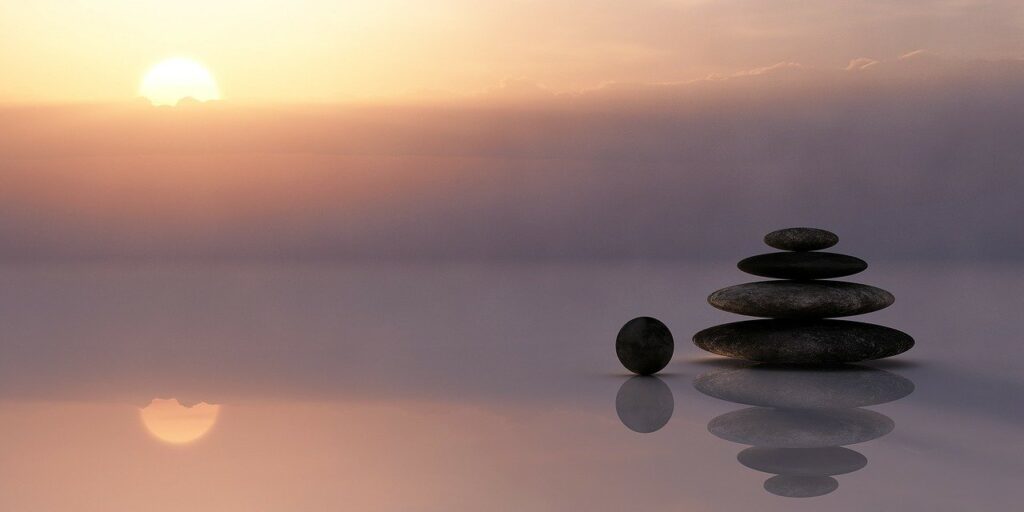 Mindfulness Zen Balanced Stones with Sunrise